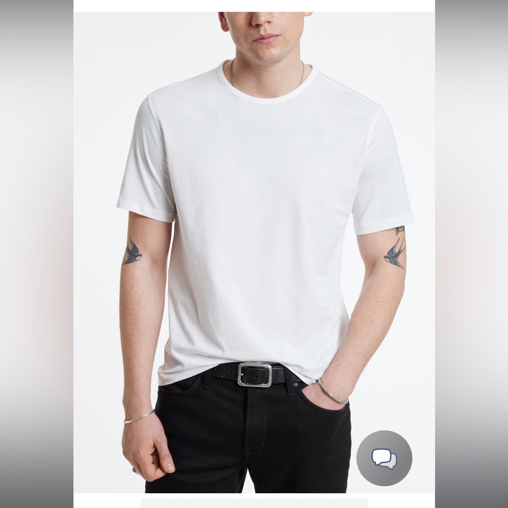 John Varvatos Crewneck White T-shirt Cotton Edgy Modern Soft Lightweight Sz L